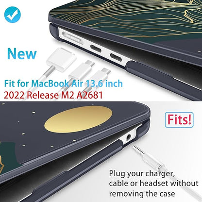 Mektron for 2025 M4 MacBook Air 13.6 Inch A3240 Case Fits 2023 A2681 M2 2024 A3113 M3 Chip with Liquid Retina Display, Printed Plastic Hard Shell Cover for MacBook Air 13.6", Abstract Mountain C112