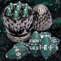 ARUOHHA DND Metal Dice Black Green Dragon Egg Dice with Rotating Dragon Egg Shell, Role Playing Game RPG Polyhedral D and D Dice Set D20 D12 D10 D8 D6 D4