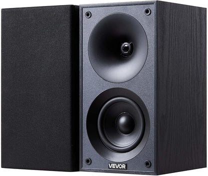 VEVOR Passive Bookshelf Speaker, 300W, Book Shelf Stereo Speakers with 4-Inch Woofer and 1-Inch Tweeter, Detachable Grille, 70Hz-20KHz Frequency Response, Wooden Enclosure, for Home Theater (1 Pair)