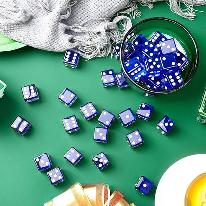 36 Piece 19 mm Casino Style Craps Dice Sets Acrylic and Translucent D6 Dice, Square W/Rounded Edge for Casino, Craps, Table Games and Board Games (Blue)