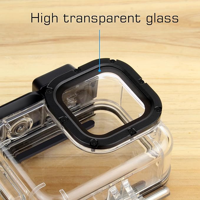 GEPULY 60M/196FT Waterproof Housing Case for GoPro Hero 8 Black, Dual Cold Shoe Slots Protective Underwater Diving Housing Shell for GoPro Hero 8 Black Action Camera