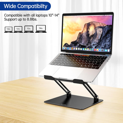 BESIGN LS10 Laptop Stand for Desk, Ergonomic Adjustable Notebook Tablet Stand, Foldable Laptop Riser, Portable Desktop Book Stands, Computer Holder Compatible with 10-14" Laptops, Black
