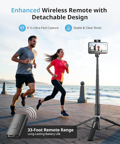 72'' Selfie Stick Tripod,Tripod for iPhone Wireless Remote for Selfies,Group Photograph,Video Recording. Phone Stand Compatible with iPhone Android Phone,Camera