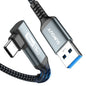 SUNGUY USB C Cable Right Angle 4FT, 10Gbps USB 3.1 Gen 2 to USB C Data Cable Compatible with iPhone 16/15 Series, Android Auto, Samsung Galaxy S24/S23, SSD, Huawei P30/P20, i-Pad Pro-Grey