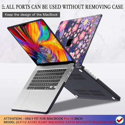 CISSOOK Compatible with MacBook Pro 14 inch 2025 2024-2021 Release M4 M3 M2 M1 Chip A3112 A3185 A3401 A2918 A2992 A2779 A2442, Hard Shell Case with Keyboard Cover Screen Protector, Stylized Flowers