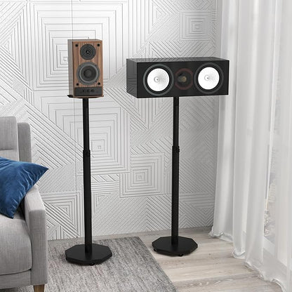 Universal Floor Speaker Stands Pair,Surround Sound Bookshelf Speaker Stands Support Up to 22 lbs for Home Theater Studio, 32.6" to 43" Height Adjustable
