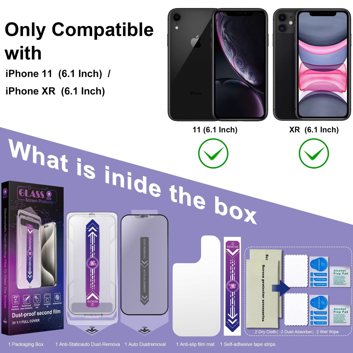 CHRYSHA 2-Pack Matte Screen Protector for iPhone 11 and iPhone XR 6.1-Inch, Auto Dust Removal, No Bubbles, High Definition Clear, Easy Installation
