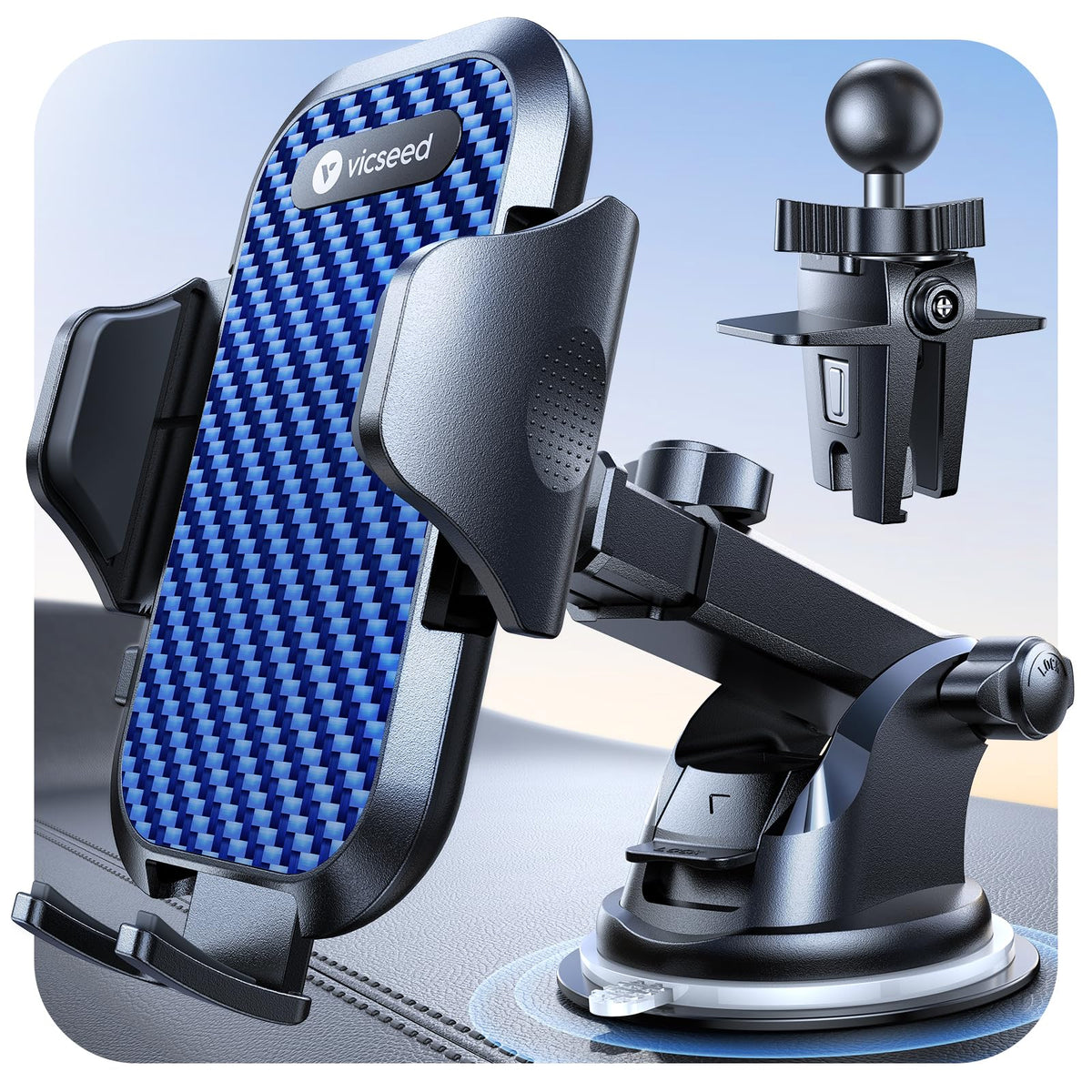 VICSEED Stable Car Phone Holder [Upgraded Strongest Suction, Won't Break]
