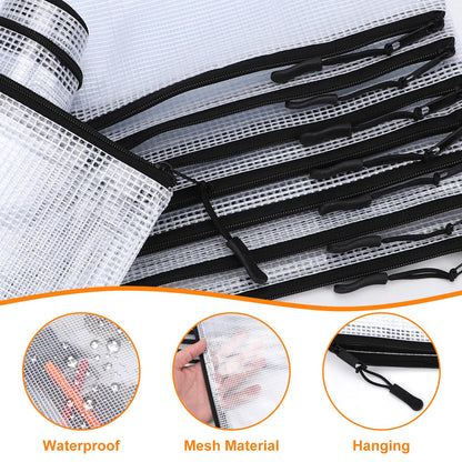 20pcs Mesh Zipper Pouch Bags A4 Mesh Bags for Classroom Organization, Waterproof Document Zipper Pouches for Cosmetics, Travel Storage File Bags for Office Supplie (Black-A3-20PCS)