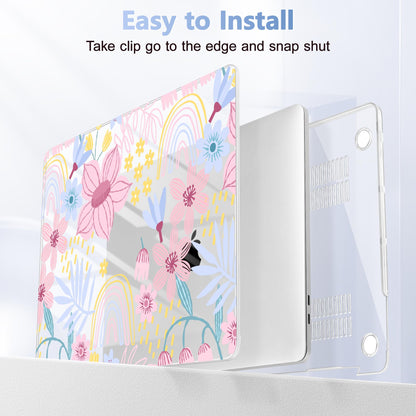 Lepeoac Case for MacBook Pro 13 inch Case M2 2022-2016 A2338 M1 A2251 A2289 A2159 A1989 A1708 A1706, Plastic Hard Shell + Keyboard Cover + Dust Plug, Florals