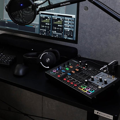 Yamaha AG08 Black 8-Channel Live Streaming Loopback Mixer/USB Interface with Steinberg Software Suite