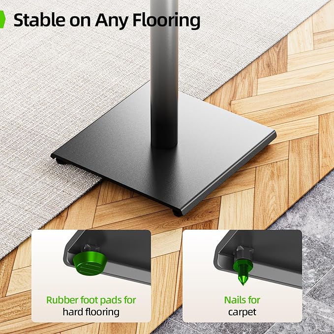 USX MOUNT Bookshelf Speaker Stands Pair, Height Adjustable Extends 32-42 inch for Rear Surround Sound Speakers, Floor Satellite Speaker Stands for Vizio Bose Sony JBL Klipsch Polk, Max Load 11 lbs