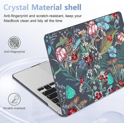 Case for MacBook Pro 13 inch with/Without Touch Bar (2016-2022, M2 A2338 M1 A2289 A2251 A2159 A1989 A1706 A1708), Hard Shell + Keyboard Cover + Dust Plug, Flowers & Herbs