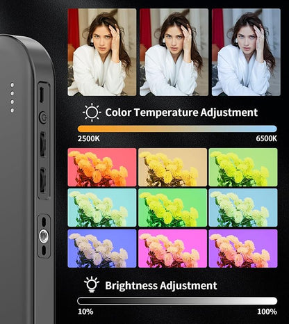 Double-Sided Magnetic Phone Ring Light with Mini Tripod Stand,448 LED 6000mAh Rechargeable RGB Selfie Light for iPhone,Handheld Stabilizer with Light for Magsafe/Phones/Video Recording/Makeup/Photos