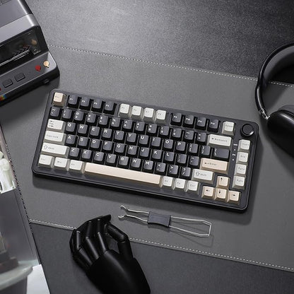 YUNZII B75 Mechanical Keyboard,75% Layout with Knob,Hot Swappable RGB Backlit Gasket Mounted, Creamy Typing, Double-Shot PBT Keycaps,Cherry Profile,for Win/Mac (Black, Milk V2 Linear Switch)