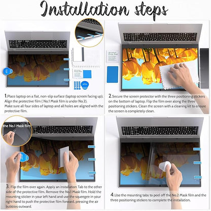 Nano Laptop Privacy Screen 14 Inch 16:10, No Glue Computer Monitor Privacy Shield, Matte Anti Glare Blue Light Filter Compatible with Lenovo Hp Dell Acer Asus Thinkpad Envy Xps
