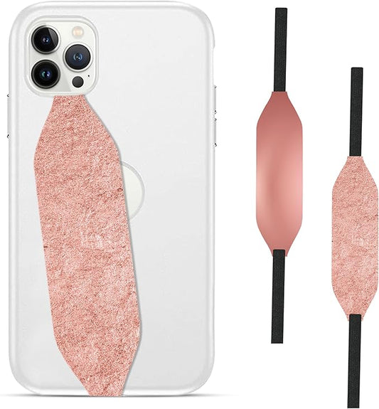 Switchbands Colorful Phone Grip Strap – Reversible Phone Strap, Adhesive-Free, Arthritis Friendly Easy-Hold, Anti-Theft Phone Strap, Wireless Charging Compatible, Universal Fit – Metallic Rose