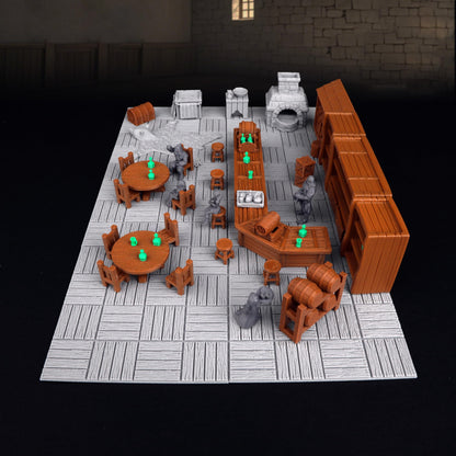 Tavern Bar Furniture RPG Terrain Set for Tabletop Role Playing Games