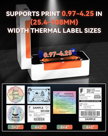 LFPERT Bluetooth Thermal Label Printer, Wireless 4x6 Shipping Label Printer for Small Business & Shipping Package Compatible with Android, iOS, Windows & Mac, Used for Amazon, Ebay, Shopify, USPS Etc