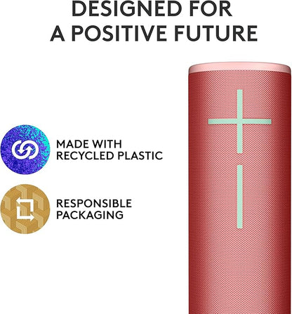 Ultimate Ears MEGABOOM 4 Portable Waterproof Bluetooth Speaker, 360-Degree Sound, Thundering Bass, 147ft Range, 20-Hour Battery, Floating Speaker - Red