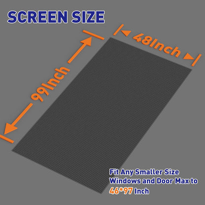 MAGZO Heavy-Duty Window Screen Mesh, Screen Replacement for Windows & Doors, 48"W x 99"L
