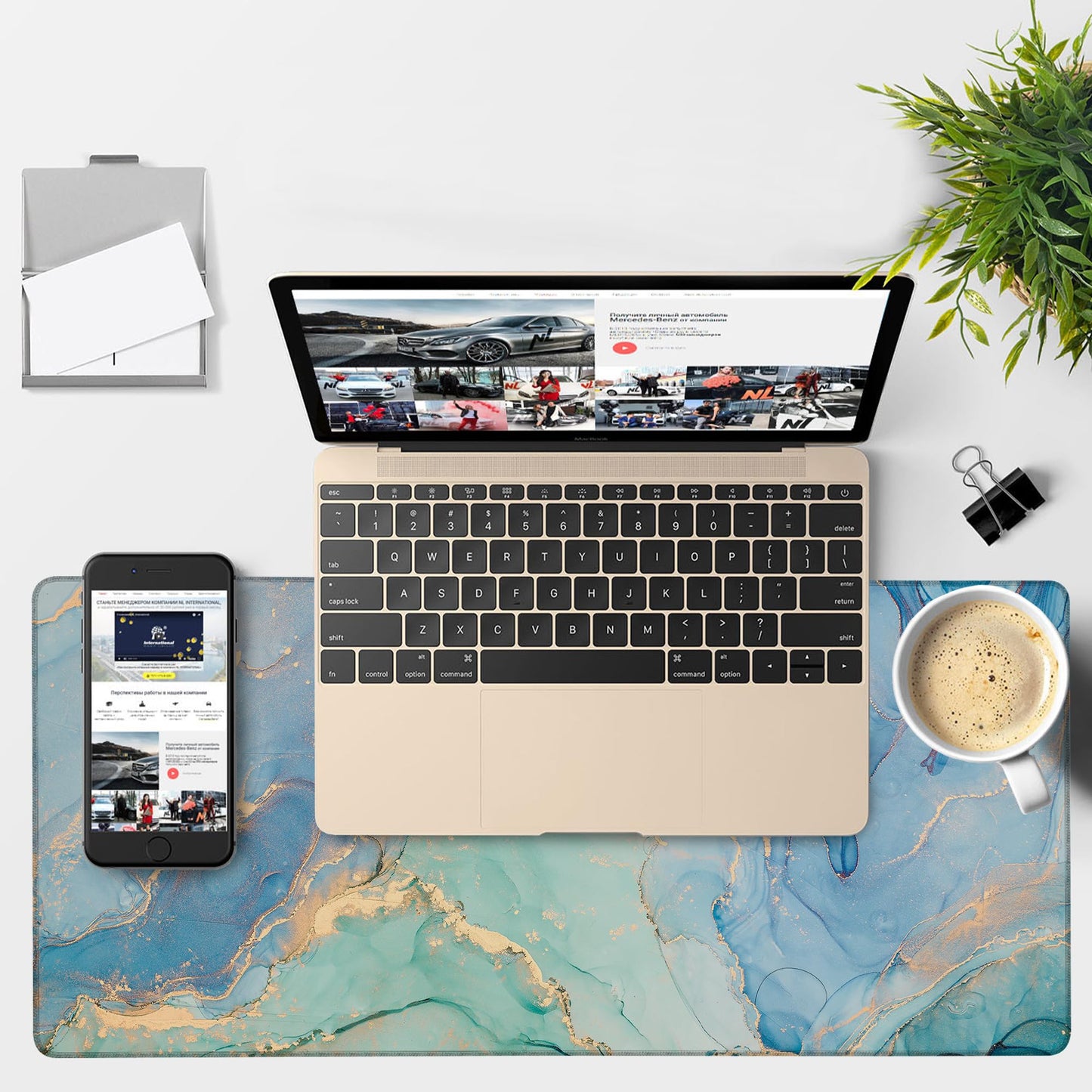NITAHHHY Gaming Desk Pad Large Extra Length Fluid Art Marble Mouse Pad Keyboard Laptop Non-Slip Waterproof with Rubber Base Thick Stitched Edge Mouse Mat for Office Home 35.4 x 15.7 Inches