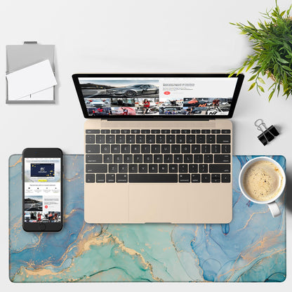 NITAHHHY Gaming Desk Pad Large Extra Length Fluid Art Marble Mouse Pad Keyboard Laptop Non-Slip Waterproof with Rubber Base Thick Stitched Edge Mouse Mat for Office Home 35.4 x 15.7 Inches