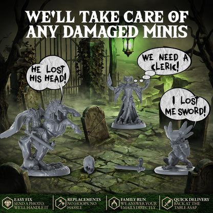 D&D Miniatures with DND Mimic Miniature, Monster Set and Chimera Boss, 28mm