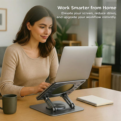 Uncaged Ergonomics Swivel Laptop Stand for Desk, Adjustable Computer iPad Stand for Desk w/ 360 Rotation, Portable Laptop Holder for Home Office Ergonomic Supplies (Space Gray)