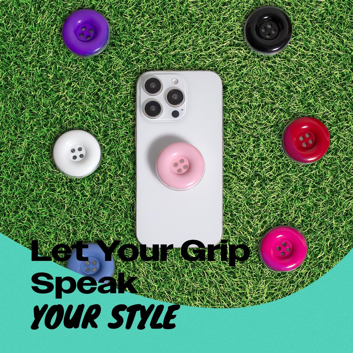 Solid Color Button Phone Grip – Minimalist Design, Durable and Lightweight, Grip and Stand for Smartphones (Red, Adhesive Type)