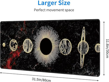 Galaxy Planet Large Mouse Pad,Gaming Keyboard Desk Pad,Extended Mouse Mat Non-Slip Rubber Base with Stitched Edges for Office Game Home XL 31.5"x11.8"