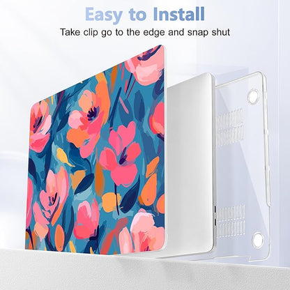 Case for MacBook Pro 13 inch with/Without Touch Bar (2016-2022, M2 A2338 M1 A2289 A2251 A2159 A1989 A1706 A1708), Hard Shell + Keyboard Cover + Dust Plug, Flowers Print