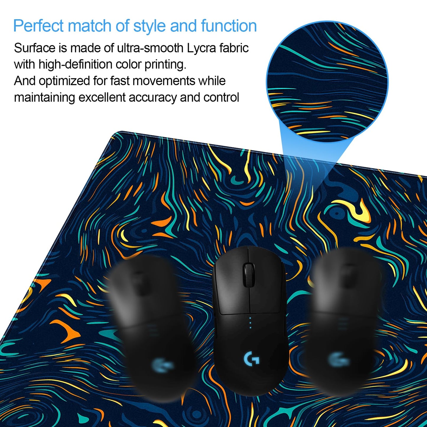 Abstract Swirl Desk Mat, XXL Large Gaming Mouse Pad