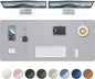 Leather Desk Pad Cover- 48" x 17" Office Desk Protector, Non-Slip PU Leather Mouse Pad, Waterproof Blotter Mat for Home (Light Grey)