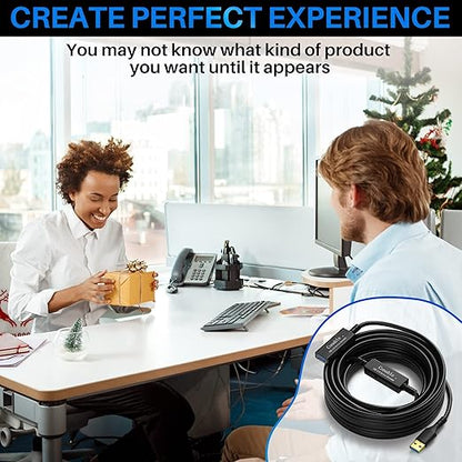 USB 3.0 Active Extension Cable 30 Feet, Long USB Type-A Male to Female Extender Cord, Built-in 2 Signal Booster Smart Chips, 5Gbps Transfer, for Printer, Xbox, Webcam, VR, Hard Drive, USB Hub and More