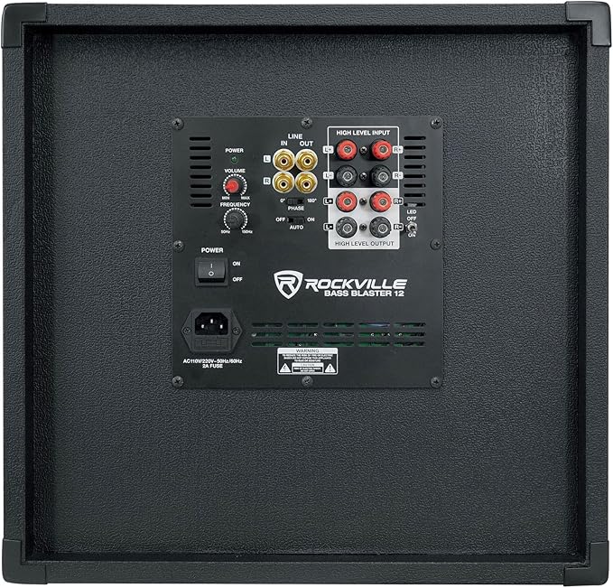 Rockville BASS Blaster 12 800W Powered Home Audio Subwoofer, 12" High-Grade Woofer with Y30 Magnet, Adjustable Crossover, RCA/Speaker Inputs, LED Lighting, for Home Theater & Music