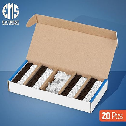Everest 90° Angled RJ45 Cat6 Keystone Jacks 20-Pack in Brown - Slim Profile Female RJ45 Connectors - Cat 6 Keystone Jack - Compatible with 90° Angled Speed Termination Tool - easyJACK (B094WB91H3)