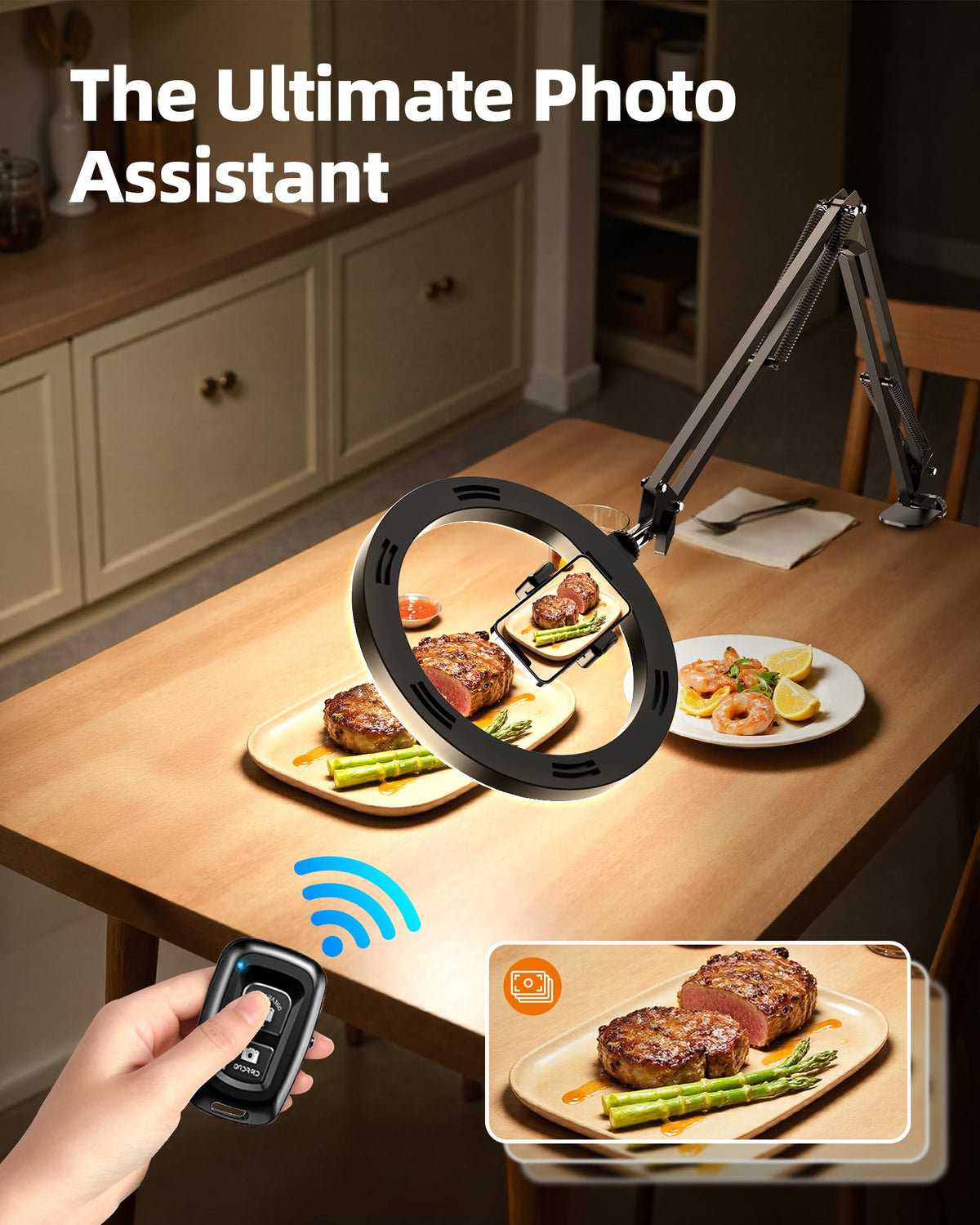 Upgrade Ring Light with Stand, Overhead Phone Mount for Desk, 10” Selfie Light with Stand Tripod for iPhone, Light with Phone Holder for Video Recording,Zoom Meeting,Live Streaming Tiktok,YouTube