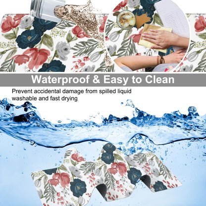 Watercolor Flowers Desk Mat,Large Colorful Floral Gaming Keyboard Mouse Pad,Non-Slip Rubber Base Desk Pad Thick Stitched Edges Waterproof Mousepad Mouse Mat 31.5"x11.8"