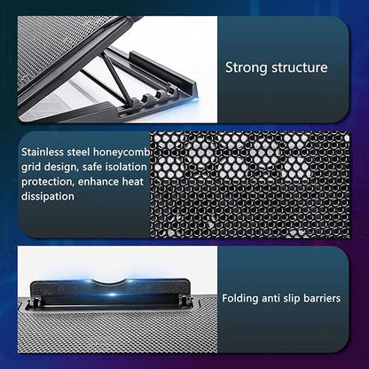 Adjustable Laptop Stand with 6 Quiet Cooling Fans, Upgraded Laptop Cooler Cooling Pad, Aluminum Laptop Stand for Desk Foldable, Ergonomic Computer Notebook Stand Holder for All Laptops and Notebook