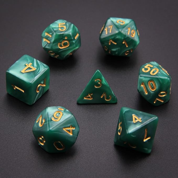 7 Sets (49PCS) Polyhedral Dice Set for Dungeons & Dragons/RPG, Complete D&D/DND Dice Sets (D20, D12, D8, D6, D4 & 2×D10 [0-9 & 00-90]) with 7 Pouches