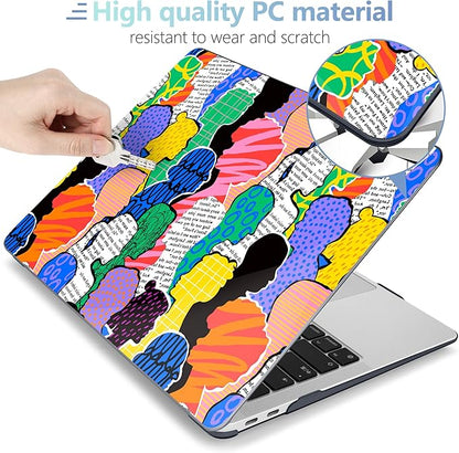 MEEgoodo for MacBook Air 13 inch Case 2021 2020 2019 2018 Released A2337 M1 A2179 A1932 with Touch ID, Plastic Shell & Keyboard Cover Compatible with MacBook Air Case 13.3, Diverse People Abstract Art
