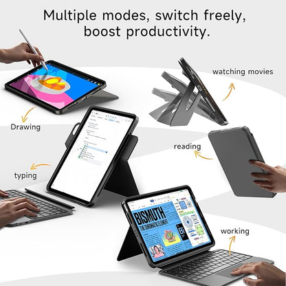 HOU iPad Air 11 Case with Keyboard (M3 2025, M2 2024) Detachable Rotatable Magnetic Full Protection Case, 7-Color Backlight, Touchpad, Elastic Pen Holder for iPad Pro 11 (4th-1st) & Air (5/4th)–Black
