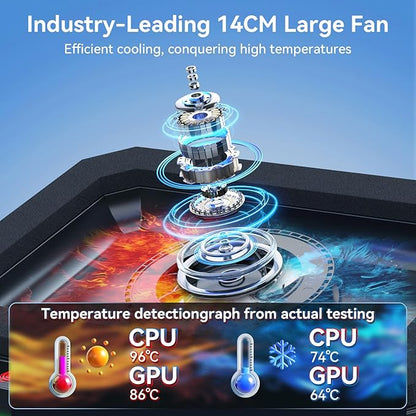 ICE COOREL Gaming Laptop Cooling Pad with Powerful Turbofan, Laptop Fan Cooling Pad for Laptop 15-21 Inches, RGB Laptop Cooler Stand with 8 Height Adjustable, Infinitely Variable Speed, LCD Screen