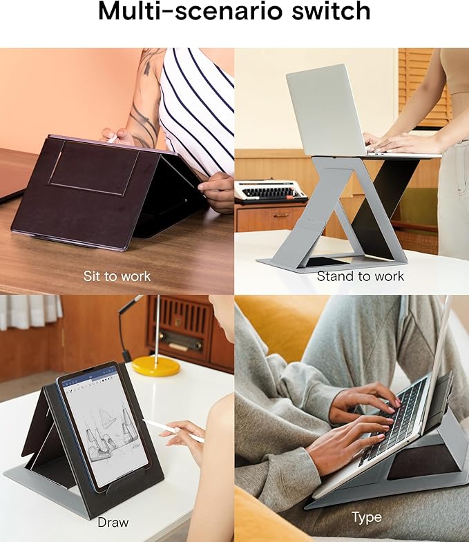 MOFT Folding Laptop Stand Lap Desk, Portable & Mini Computer Stand Laptop Desk for Travel and Home Office, Ergonomic Design with Adjustable Viewing Angles, Lightweight Computer Cooling Riser, Black