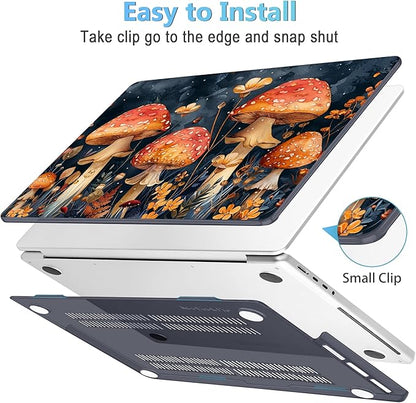 Mektron Case for MacBook Pro 16" M4 A3403 A3186 M3 A2991 M2 A2780 M1 A2485 (2021/2023/2024) Pro/Max with Touch ID, Hard Shell Plastic Laptop Cover Keyboard Cover Screen Protector, Mushrooms