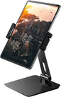 Maxonar iPad Stand Holder, Heavy-Duty Aluminum Alloy Tablet Stand, 360° Swivel Foldable iPad Pro Air Charging Stand Holder for Desk Bed Store POS Showcase Reception Kitchen Office (6-13''), Grey