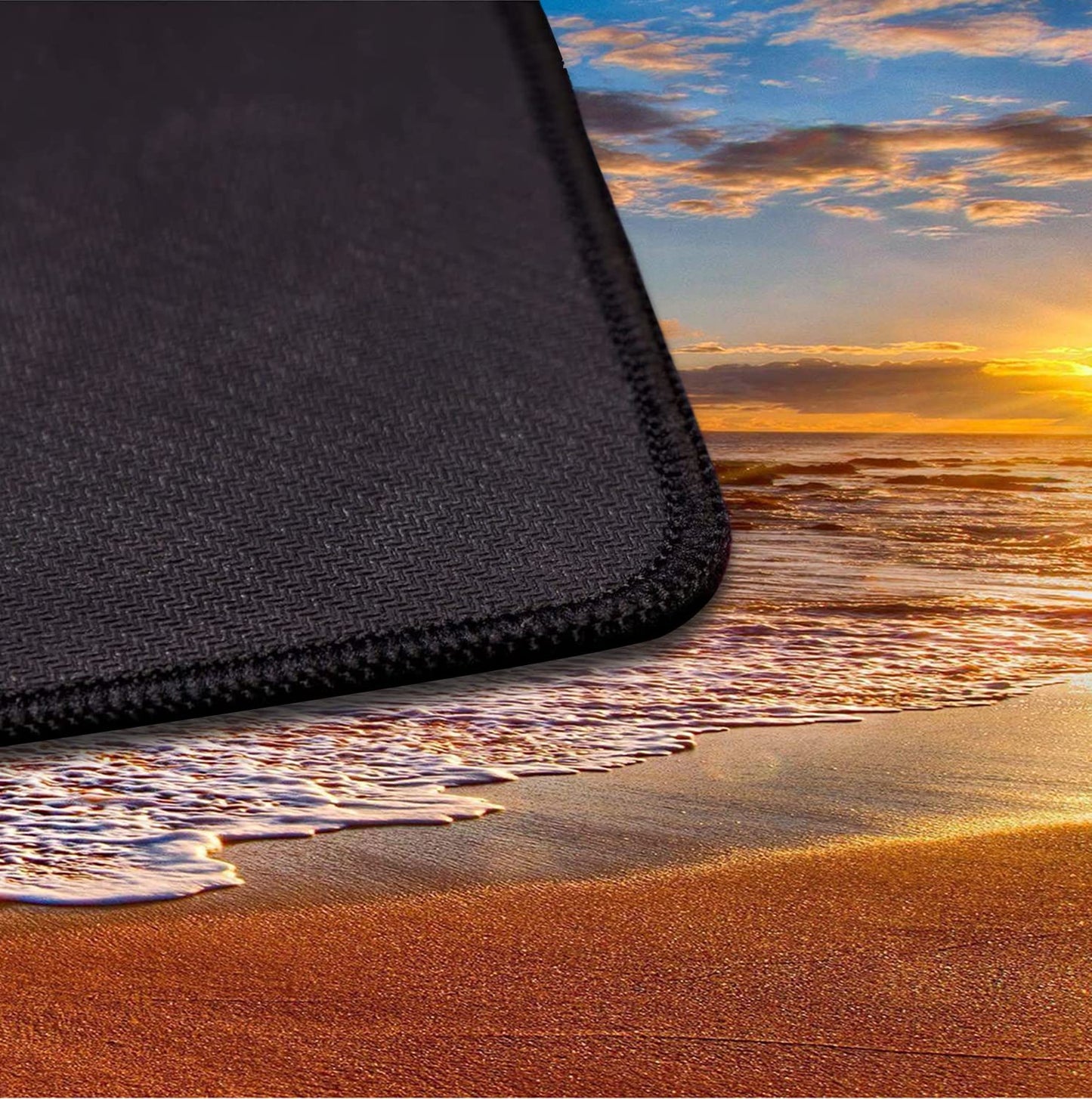 Sunset Beach Large Gaming Mouse Mat with Stitching Edges, Office Desk Mat