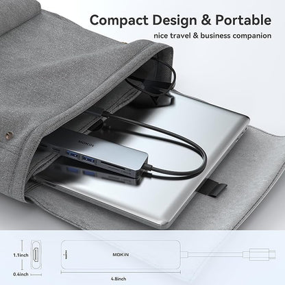 USB C Hub HDMI Adapter for MacBook Pro/Air, MOKiN 7 in 1 USB C Dongle with HDMI, SD/TF Card Reader, USB C Data Port,100W PD, and 2 USB 3.0 Compatible for MacBook Pro/Air, Dell XPS, Lenovo Thinkpad.