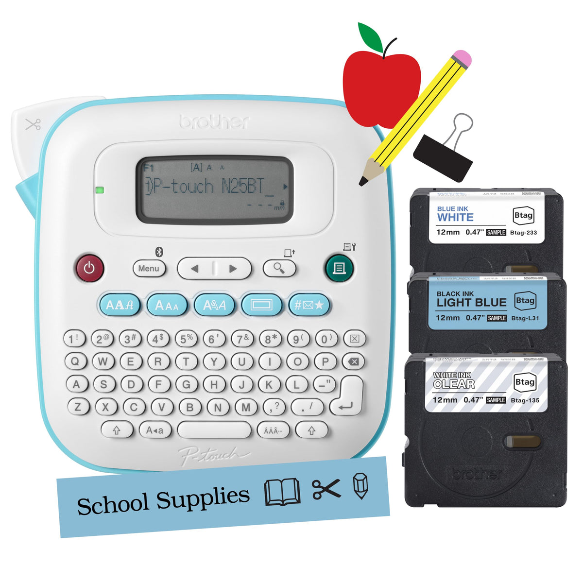 Brother P-Touch N25BTV3 Label Maker, Bluetooth Portable Handheld Bundle